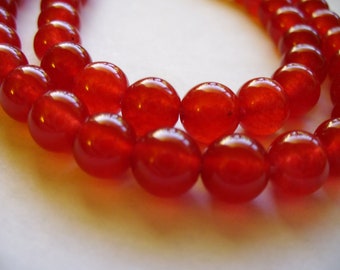 Jade Beads Gemstone Red Round 8MM