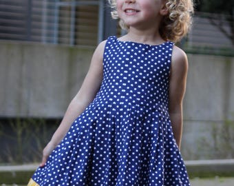 Beginner Pleated Dress Sewing Pattern, Children & Doll Sizes (PDF Pattern)
