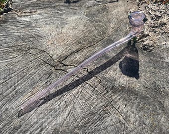 Glass Pipe, Gandalf Pink Style Glass Pipe, Cool Design Pipe, Custom Hand-blown 14" glass pipe