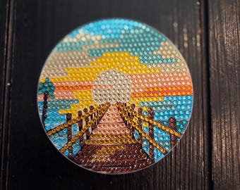 Juego de posavasos con diseño de pintura de diamantes "Atardecer/Amanecer" – Vasos y tazas con diseño de pintura de diamantes.