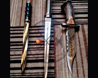 Beroemde bovennatuurlijke rekwisietenreplicaset van 3 | Angel Blade, replica aartsengelmes Demon's Ruby's Knife | Schermnauwkeurige rekwisieten voor tv-shows