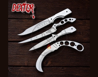 Réplica del famoso juego de cuchillos de Dexter Morgan: accesorio de acero inoxidable del asesino en serie, artículo de colección inspirado en la serie de televisión, regalo de decoración oscura para fans.