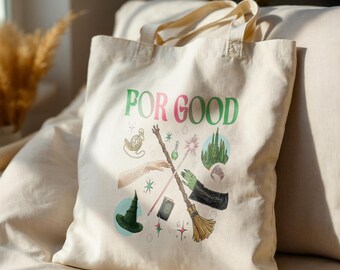 Wicked Tote Bag, Canvas Tote Bag, Changed For Good, Tote Bag, Emerald City, Glinda, Elphaba, Broomstick Magic, Wicked Musical Fan Gift