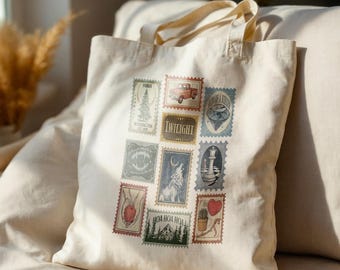 Bolsa de tela con temática de libros para los amantes de Crepúsculo, Perfect Forks, estética de Washington, bolsa de tela con temática de la temporada Hoa Hoa Hoa, sellos de Crepúsculo
