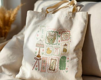 In My Granny Era, Cute Vintage Tote Bag, Farmhouse Bag, Canvas Tote Bag, Coquette Stamps Bag,  Cute Tote Bag, Cottagecore, Thrifting Bag