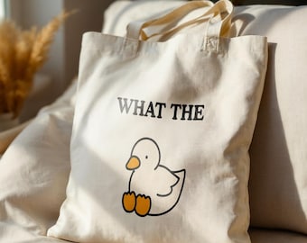 Bolsa de tela What The Duck, regalo divertido, bolsa de lona, bolsa sarcástica, bolsa bonita, 100% algodón, bolsa de lona, bolsa para la compra