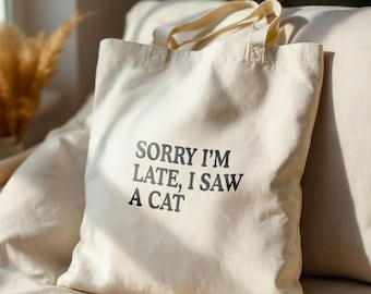 Süße Tragetasche, Einkaufstasche, Einkaufstasche, Einkaufstasche, Einkaufstasche, Tote Bag, 100% Baumwolle, Einkaufstasche für Tierliebhaber, Canvas Tote, Cat Mom