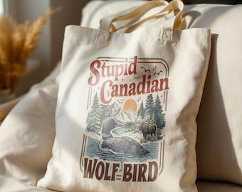 Estúpido pájaro lobo canadiense, regalo literario holandés, romance de hockey, bolso de mano literario, Rozanov, bolso de lona, pareja Hollanov, amantes de los libros