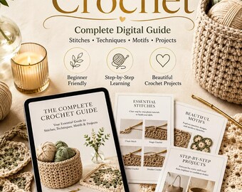Komplett virkguide för nybörjare i PDF | Stygnguide för nybörjare, mönster, motiv, kanter, projekt