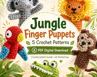 Jungle Finger Puppets Crochet Pattern Bundle (PDF Download)