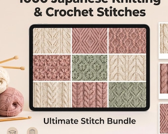 Ultimate 1000 Mega Stitch Bundle Japanese Knitting Crochet Designs Guidebook Creative Pattern Set