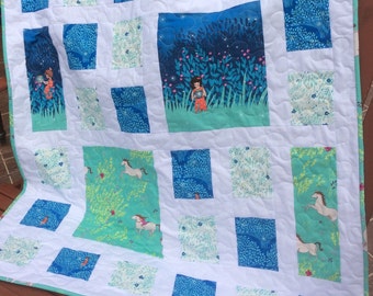 Baby/Nursery quilt -Wee Wander fire flies and horses