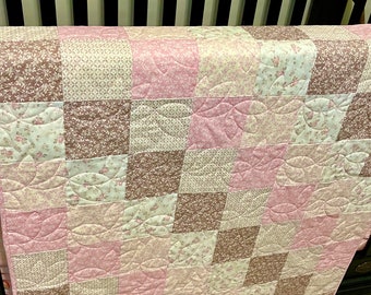 Baby/Nursery quilt - Soft Pinks/Tans - homemade