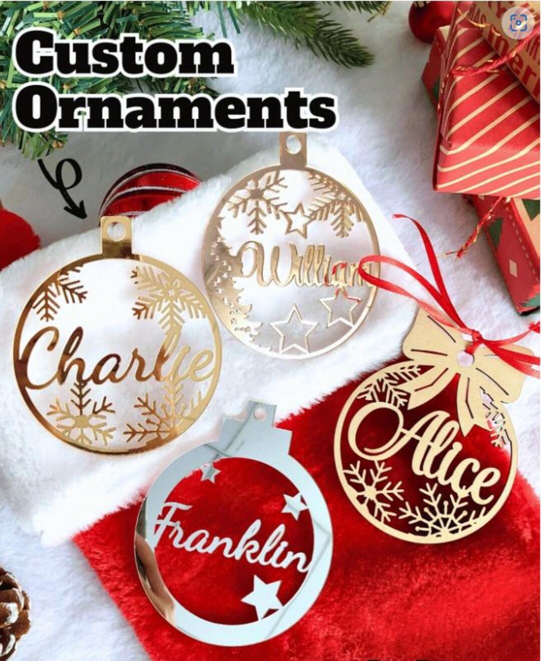 Personalized Laser Cut Wood Christmas Ornament - Custom Name Bauble ...