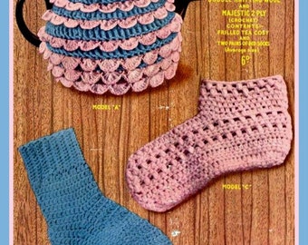 Crochet Pattern DK yarns Patons 9578 Vintage Tea and Egg Cosy Knitting