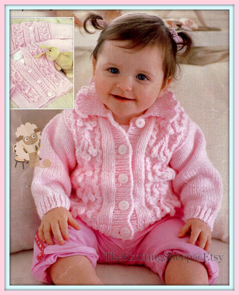 PDF Knitting Pattern Babies/childrens Aran Cardigans Chest Etsy UK