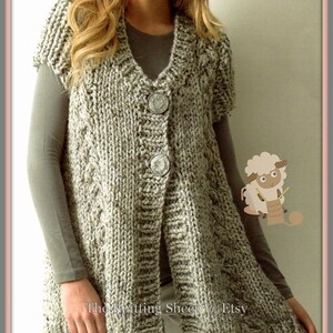 PDF Knitting Pattern - Swing Cabled Waistcoat/Cardigan to Fit 28-46" Busts - Instant Download