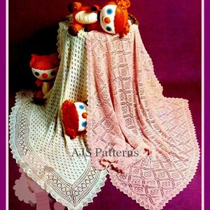 PDF Knitting Pattern for 2 Designs of Baby Shawls - Bordered and Diamond - Instant Download