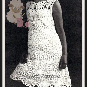 PDF Crochet Pattern - Flower Motif Dress  - Retro Chic - Instant Download