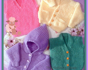 PDF Knitting Pattern - Easy Knitting Baby's & Children's Waistcoat, Slip-over and Cardigan - Instant Download