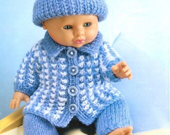 PDF Knitting Pattern - Baby Dolls Clothes Set to Fit Dolls of 12" to 22" - Instant Download