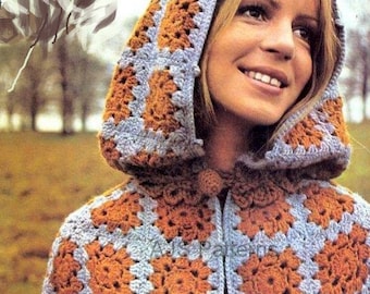 PDF Crochet Pattern for a 1960s Mother and Daughter Retro Killarney Cape or Cloak - Instant Download