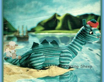 PDF Knitting Pattern - Nessie/Loch Ness Monster - Scotland - Scottish Mascot - Instant Download