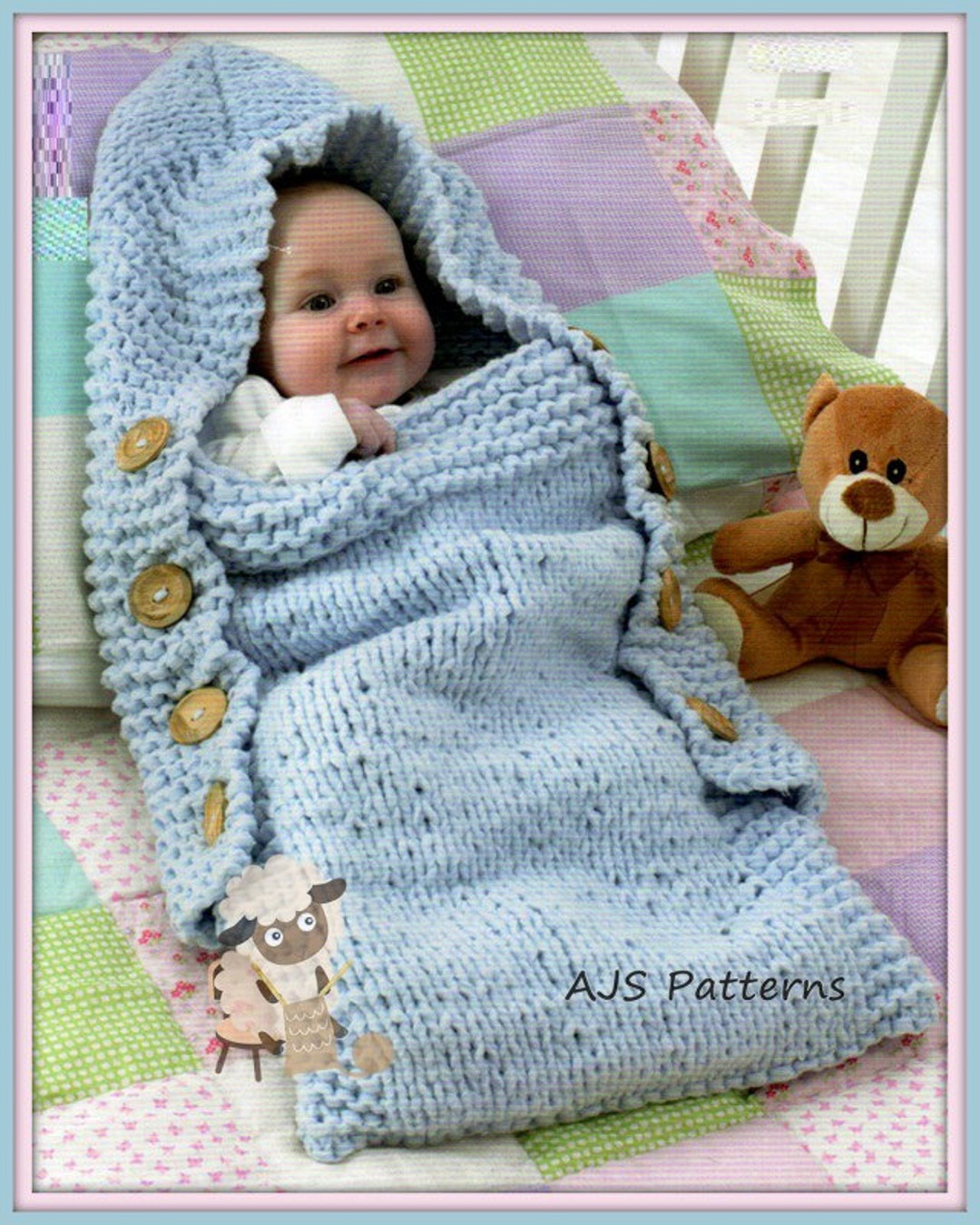 PDF Knitting Pattern Babies Sleeping Bag/sack or Cocoon With or Without