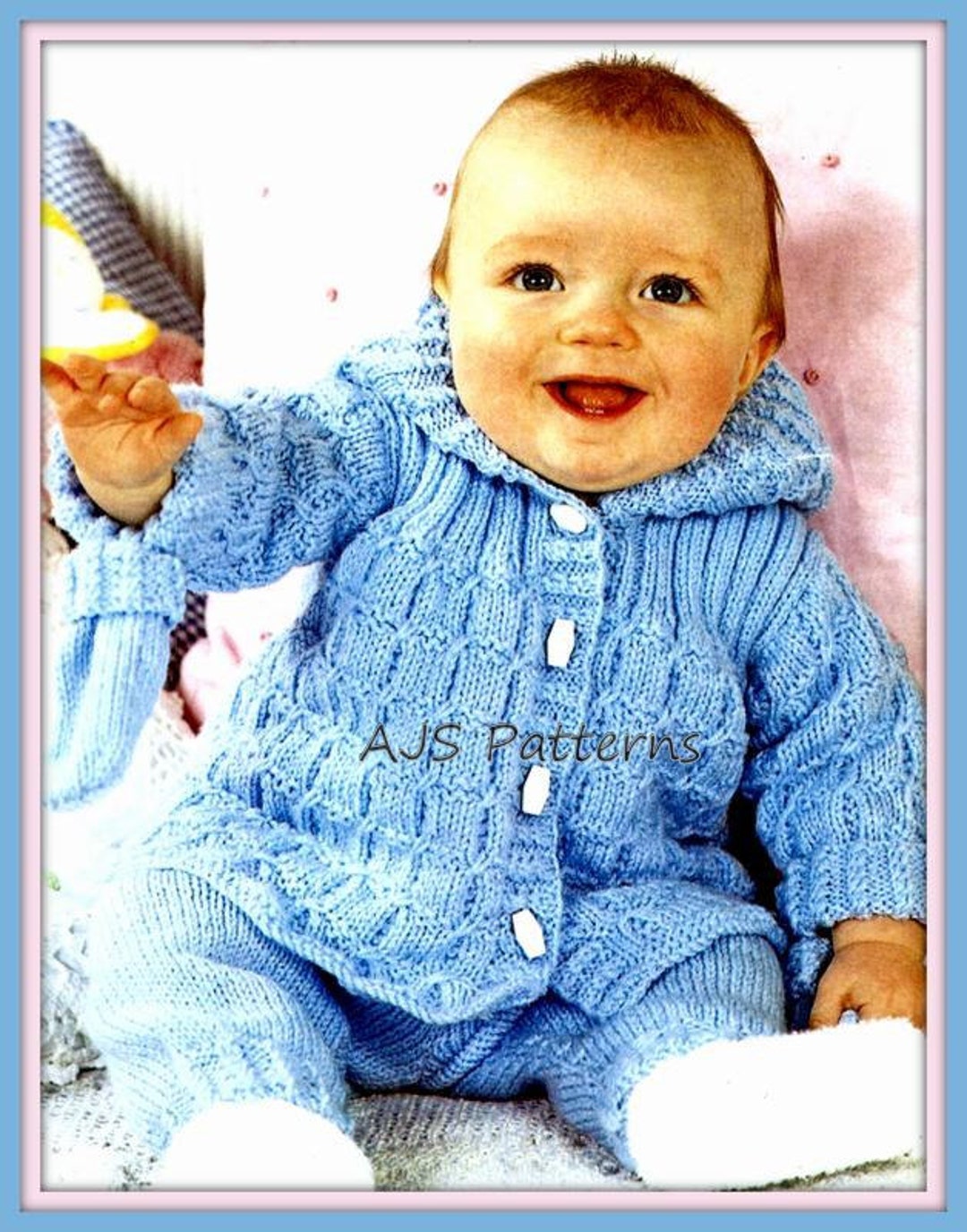 PDF Knitting Pattern Babies Hooded Jacket Trousers & Mitten Etsy