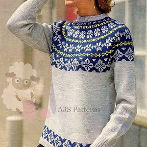 PDF Knitting Pattern - Nordic Norwegian/Nordic/Fair Isle Sweater - 34-40" Busts - Instant Download