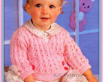 PDF Knitting Pattern for Babies Pretty Crossover Style Cardigan - Instant Download