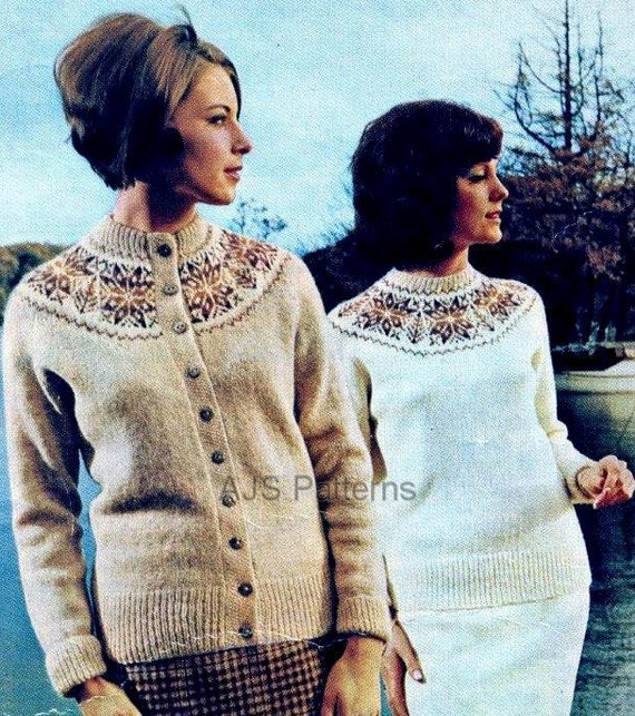 PDF Knitting pattern Ladies Fair Isle Yoked Jumper & | Etsy