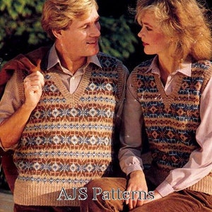 PDF Knitting Pattern for His and Hers Fair Isle - Nordic Waistcoats - Instant Download