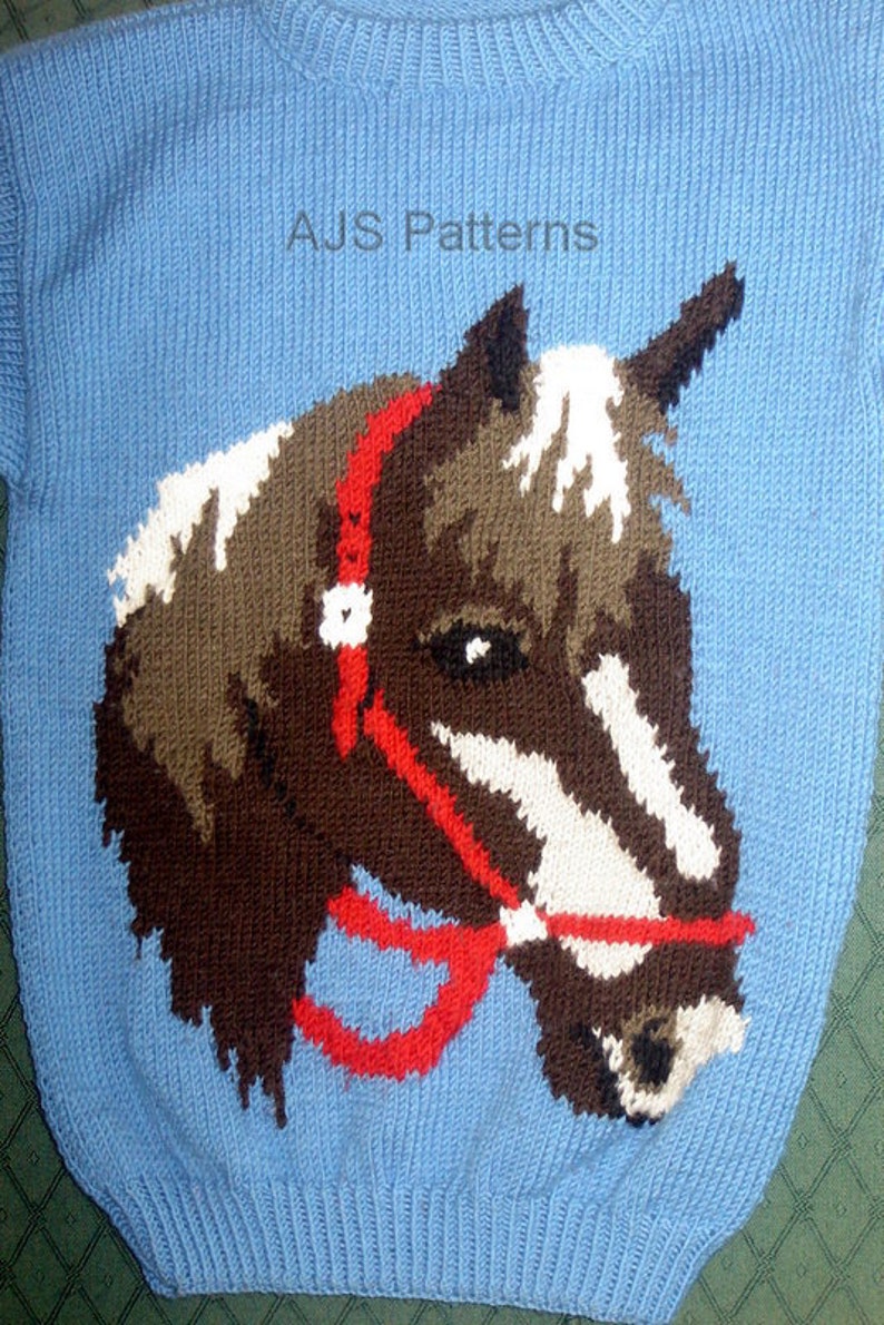 PDF Knitting Pattern Horse Horse's Head Motif Sweater in | Etsy