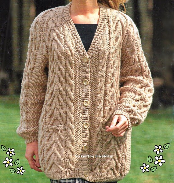 PDF Knitting Pattern Longline Aran 