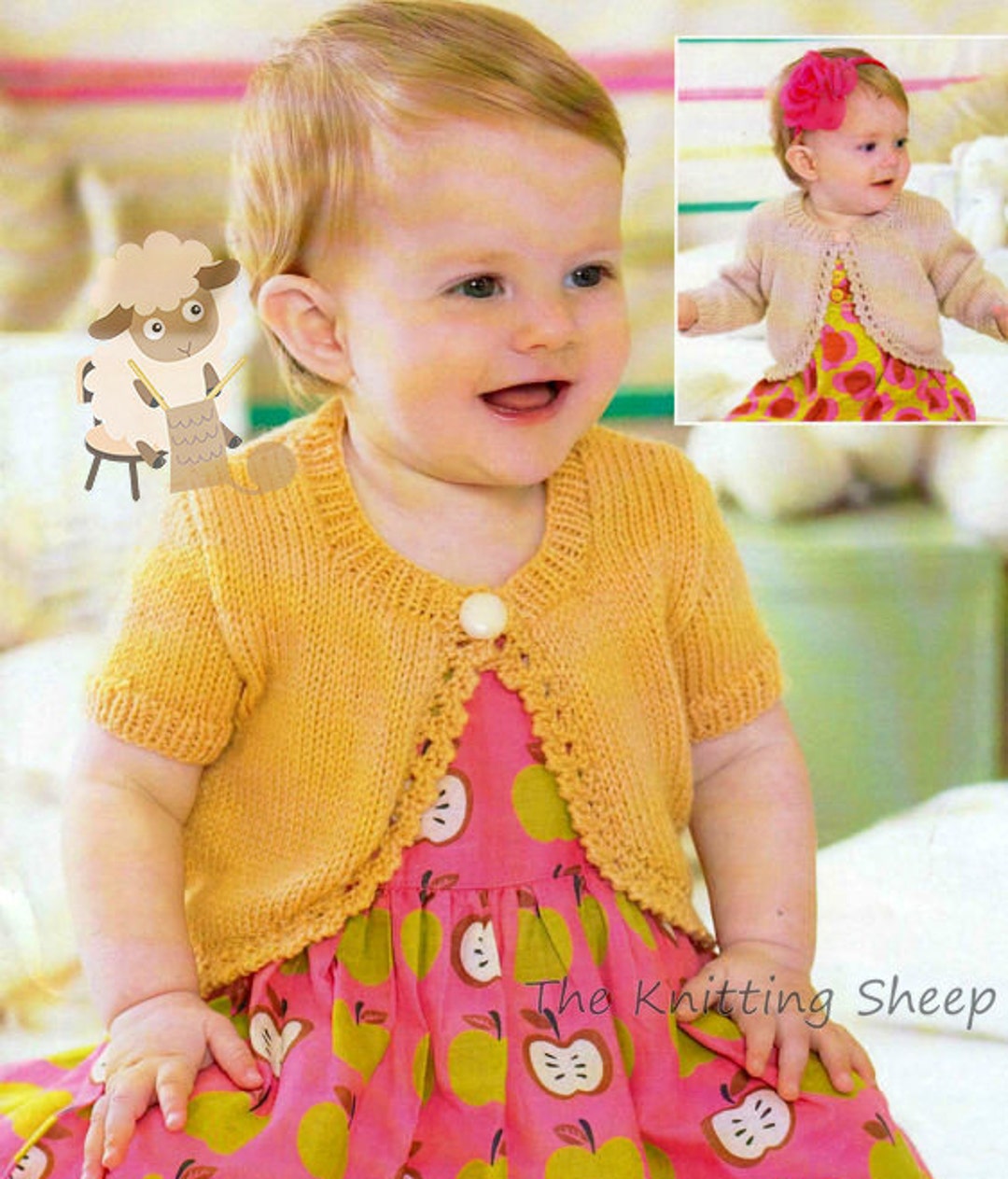 PDF Knitting Pattern for a Baby or Little Girls Bolero to Fit 16 to 26