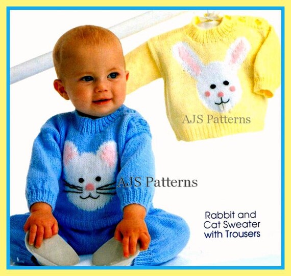 PDF Knitting Patterns Baby Jumpers with Assorted Motifs inc. Etsy