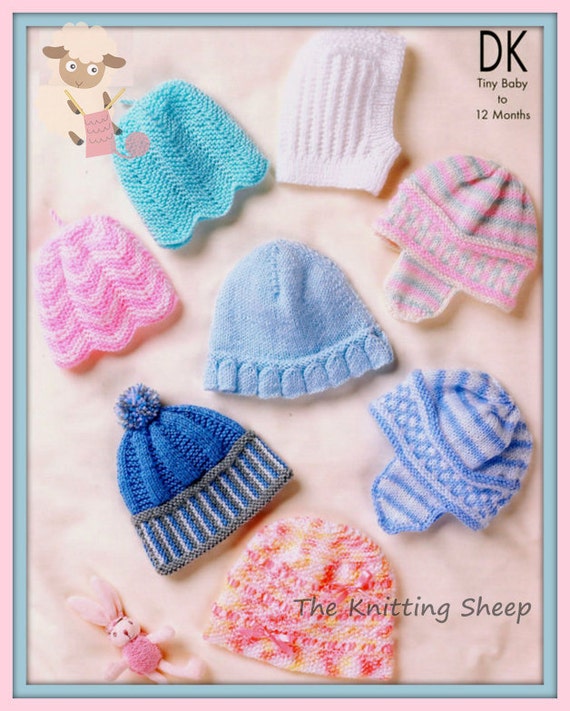 CUT PRICE PDF Knitting Pattern for 8 Designs of Babies Hats | Etsy