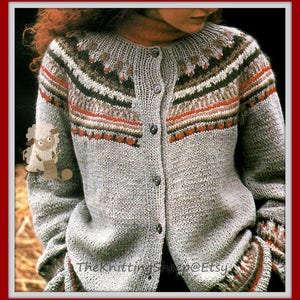 PDF Knitting Pattern - Ladies Fair Isle/Nordic Design Yoked Cardigan To fit 32-42" Busts - Instant Download