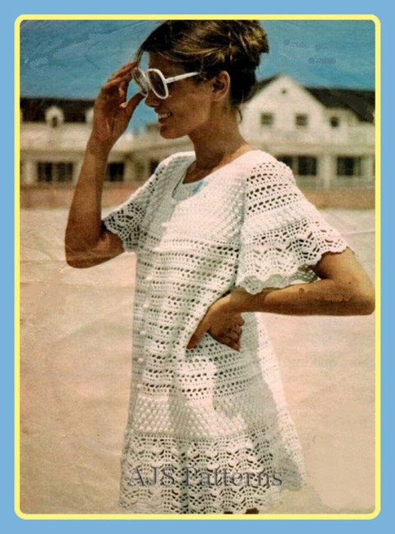 PDF Crochet Pattern for a Pretty Retro Beach Cover Up or Dress Etsy