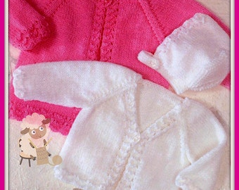 PDF Knitting Pattern - Babies/Toddlers Cardigans/Jacket and Bonnet 14-22" - Instant Download