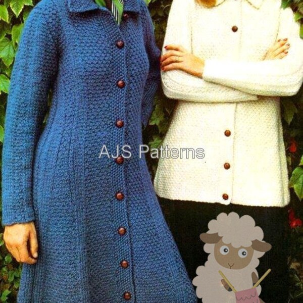 PDF Knitting Pattern - Fabulously Designed Ladies Aran Jacket & Coat - Instant Download