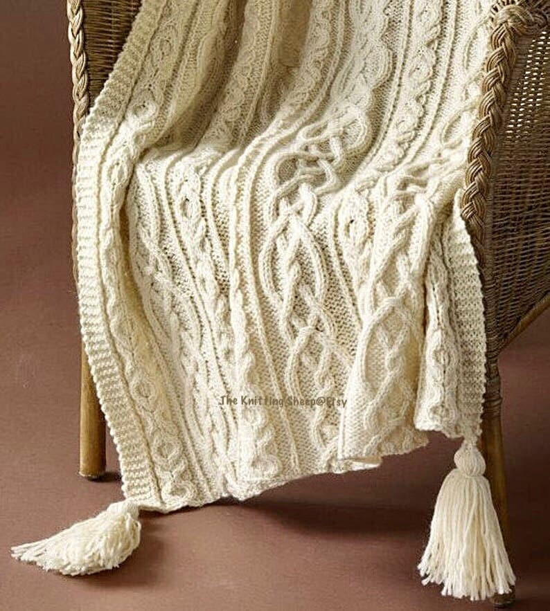 PDF Knitting Pattern Aran Afghan/throw/blanket Lovers Knot Etsy