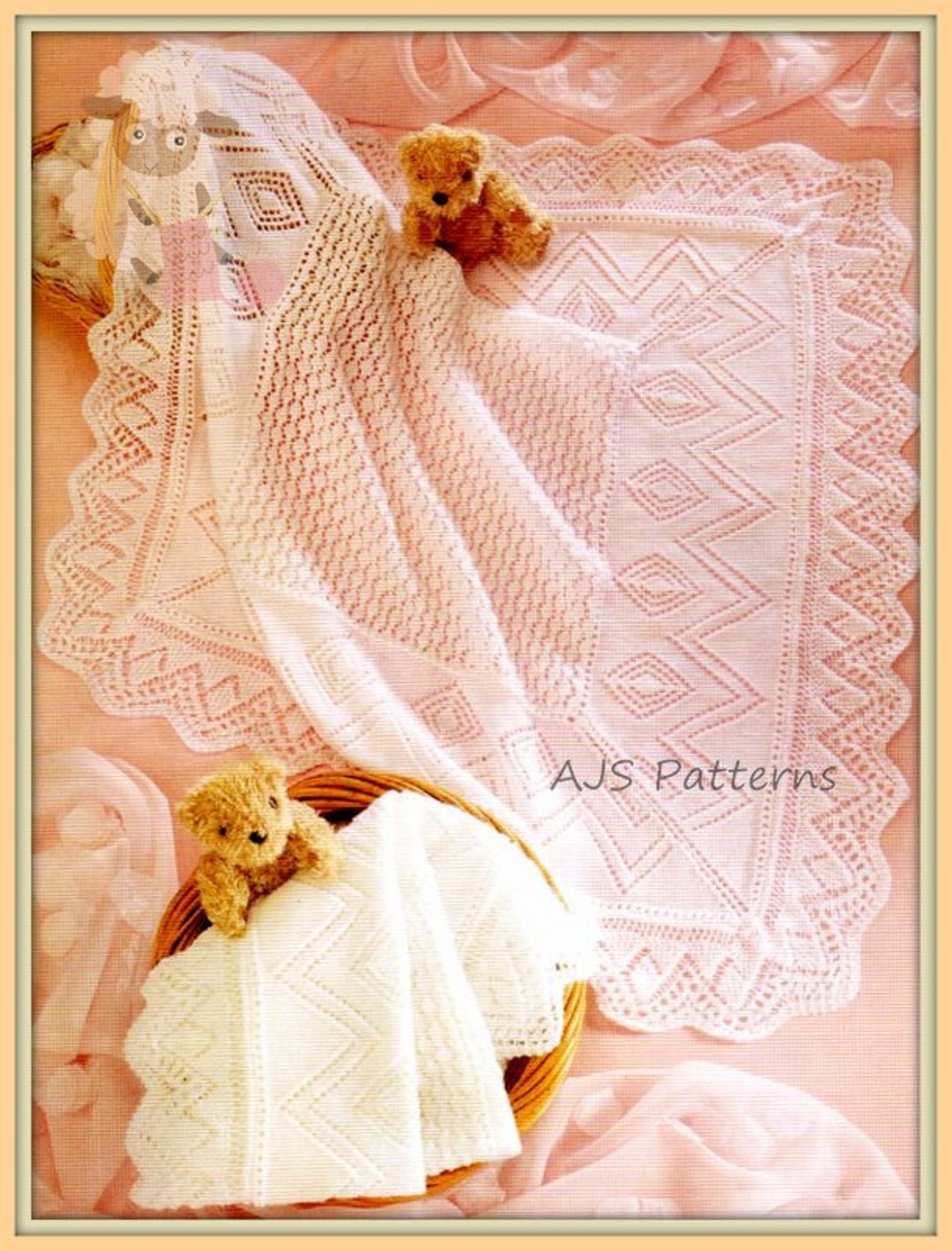 PDF Knitting Pattern Baby Shawl 3/4 Ply Wool Instant Etsy