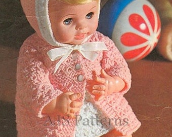 PDF Knitting Pattern for Pretty Outfit To Fit 12" &  14"  Baby Dolls - Instant Download