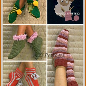 NEARLY FREE - PDF Knitting Pattern - Assorted Retro Slippers or House Shoes - Instant Download