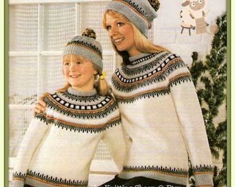 PDF Knitting pattern for Icelandic/Nordic/Fair Isle Sweater & Hat - Instant Download