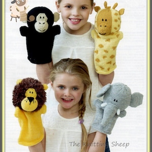 PDF Knitting Pattern - Jungle Animals Glove Puppets - Instant Digital Download