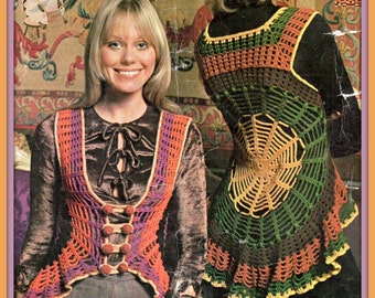 PDF Crochet Pattern - Retro Cobweb Waistcoat - Instant Download