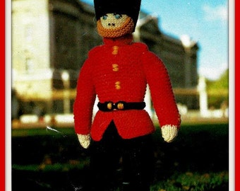 PDF Knitting Pattern - English Mascot Buckingham Palace Soldier Guard Doll - Instant Download